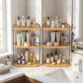 2 Pack Corner Bathroom Counter Organizer, 3-Tier Wood Countertop Organizer by Unknown