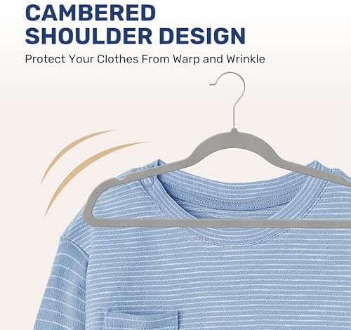 YSSOA 70 Packs Velvet Hangers, Non Slip Space Saving Suit Hangers, Heavy Duty Clothes Hangers with 360° Rotatable Hook for Coats, Pants, Grey - Image 6