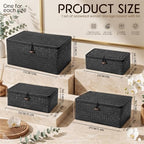 Woanger Set of 4 Wicker Baskets with Lids, Black - Image 2