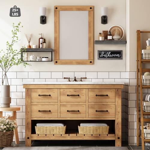 QEEIG ‎Bathroom Shelves with Decor Sign (Grey, 15.7") - Image 4