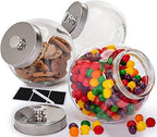 Glass Cookie Jars for Kitchen Counter (3 Pack) 75oz Food Storage Canisters with Airtight Lids + Marker & Labels, Coin & Penny Jar for Candy Buffet, Coffee, Laundry Detergent Holder by LERAZE