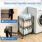 Pantry Organizer and Storage Shelves Kitchen Cart for Fruit Vegetables, 3 Tier Utility Cart with Wheels, Onion Potato Storage Basket Thicken Metal Trolley for Laundry Bathroom, Black - Image 6
