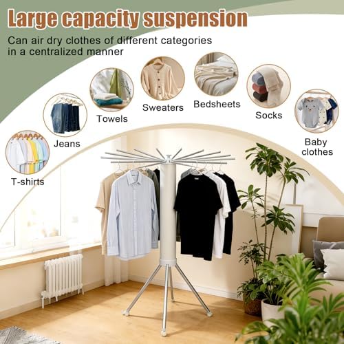 Clothes Drying Rack Four Corners, Large Capacity Portable Laundry Drying Rack, Space Saving Design for Indoor Outdoor Use, Multi-Function Clothing Rack, Towel & Blanket Drying Rack for Laundry Room - Image 2