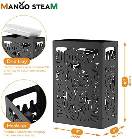 Mango Steam Monstera Umbrella Holder Stand for Home or Office Entryways (Black, Monstera) - Image 3