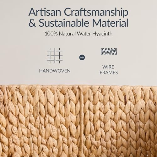 Best Choice Products Pantry Baskets for Organizing, Wicker Basket w/Built-in Handles, Handwoven Wicker Storage Baskets for Shelves, Water Hyacinth, 2-Pack - Natural - Image 3