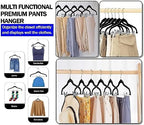 GVTECH Velvet Hangers with Clips, [24 Pack] Metal Clip Hangers for Pants - Notched Velvet Skirt Hangers for Pants, Skirts, Suit, Dresses & Shirts 360° Swivel Hook - Non Slip Felt Hangers (Black) - Image 6