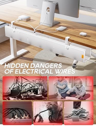 39" No Drill Under Desk Cable Management Tray (White) - Image 6
