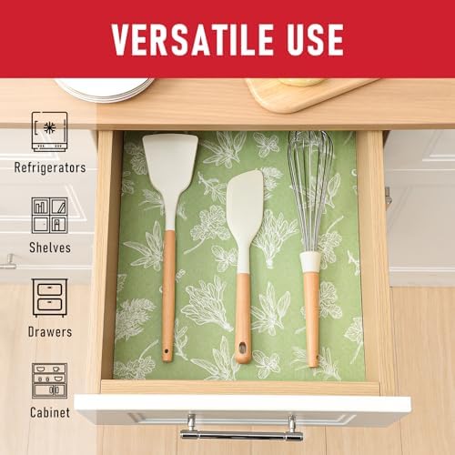 Cooyes Large Fridge Liners for Refrigerator, 17.7" × 36", Drawer & Shelf Liners for Kitchen Cabinets Non-Adhesive, Breathable Cloth Material, Non-Slip, Keep Produce Fresh Longer, 6 Pack, Sage Green - Image 2
