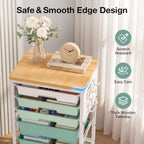 ALVOROG Rolling Storage Cart with 5 Drawers,Pegboards,Wooden Top,Bins,Green - Image 7