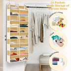 Ofiray-home Over the Door Organizer 5 Tiers,Extra Large Behind Door Storage of 10 Compartments,80 lbs Weight Capacity Over the Door Storage, Door Hanging Organizer for Closet, Diaper Organizer, Camel - Image 5