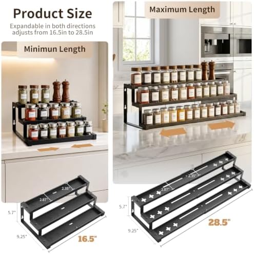 Expandable Spice Rack Organizer for Cabinet, Supports 17.6 lbs Per Tier - Image 3