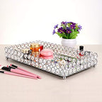 Hipiwe Crystal Perfume Tray Mirrored Bathroom Vanity Organizer, Large - Image 7