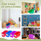 Teling 12 Pcs Book Bins Bulk for Classroom Storage Plastic Magazine Holder with Label Interlocking File Folder Organizer Binder Container Box for School Office Desktop Bookshelf Home (Rainbow) - Image 5