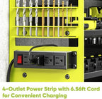POKIPO Upgrade Power Tool Organizer Wall Mount with Charging Station,4 Layer Heavy Duty Metal Storage Rack Loads 600lbs with 8 Cordless Drill Holder,4 Outlet Power Strip Battery Utility Rack for Man - Image 3