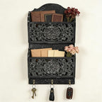 Rustic Key and Mail Holder for Wall Home Decorative,2-Slot Mail Organizer Wall Mount with 3 Hooks, Wooden Key Hangers Wall File Organizer Letter Sorter for Letter Magazines（Black） - Image 7