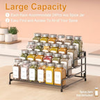 RUILALIFE 4-Tier-Spice-Rack-Organizer-for-Cabinet, Adjustable Depth Spice Holder Shelf For Countertop Pantry Cupboard, Metal Tiered Seasoning Organizer,Display Shelf Riser (Black-2 Pack) - Image 4