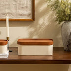 LA JOLIE MUSE Decorative Storage Boxes with Lids Faux Leather, Beige 3 Pack - Image 4