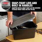 Rubbermaid 6-Pack Heavy Duty Durable 3 GAL Totes for Storage with Snap Lids and Handles, Plastic Storage Bins Stackable Black Gray for Home and Garage (3 GAL - 6 Pack Solid Black and Grey) - Image 3