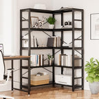 NUMENN 5-Tier Corner Bookshelf, L-Shaped Corner Bookcase, Black - Image 2