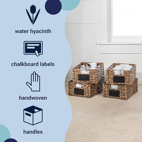 happimess Lane Hyacinth Wicker Pantry Baskets 9"x12"x5", Brown, Set of 4 - Image 3