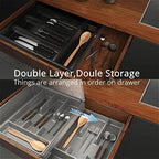 GoCozy Silverware Organizer with Lid, 9 Compartments Flatware Organizer, Plastic Utensil Holder for Countertop, Silverware Tray for Drawer, Gray - Image 3