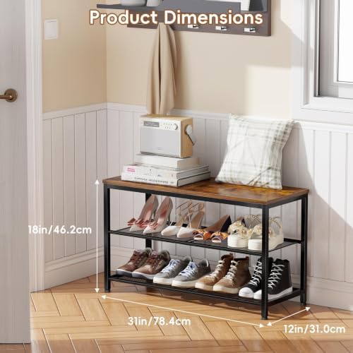 3 Tier Metal Shoe Rack for Entryway, 31" Wide Shoe Storage Organizer - Image 3