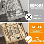 WelFurGeer Premium Wooden Silverware Organizer for Kitchen Drawers, Utensil Tray for Kitchen Drawer, Cutlery Drawer Organizer for Forks, Spoons, Knives - Sturdy Birchwood, Natural Finish - Image 3