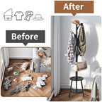 Freestanding Coat Rack with Umbrella Organizer Tray Bamboo Coat Tree Rack with 8 Hook Stand for Clothes Bag Hats Entryway Hanger Stand(Black) - Image 5