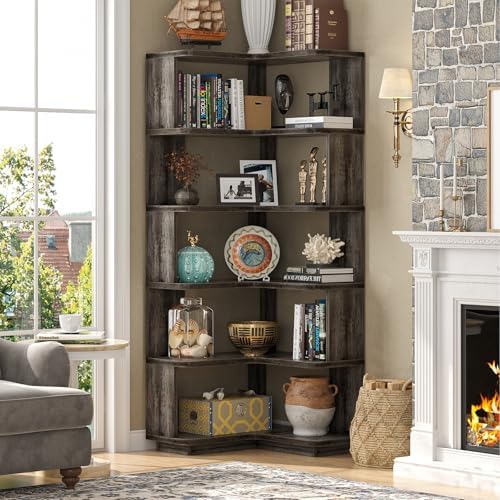 Armocity Corner Book Shelf, 6-Shelf L Shaped Corner Bookshelf with Baffle - Image 2