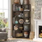 Armocity Corner Book Shelf, 6-Shelf L Shaped Corner Bookshelf with Baffle - Image 2