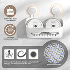 LUXEAR 4 Pack Shower Caddy Set - Suction Cup Shower Shelf+Soap Dish+Hooks - 1 Sec Installation NO-Drill Removable Powerful Waterproof Organizer for Bathroom/Kitchen/RV 22LBS Capacity Removable - Image 4