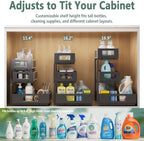 Under Sink Organizer, 3-Tier Height Adjustable Pull Out Cabinet Organizer - Image 2