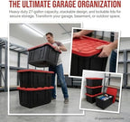 4Pcs 27-gallon Plastic Storage Box, Sturdy and Durable with A Lockable Lid, Suitable for Outdoor, Garage, Basement and Indoor Item Organization, Stackable Storage Box, Black Base and Red Lid - Image 3