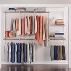 Rubbermaid Configurations Custom Closet Kit 4-8 Ft. Adjustable Metal Wire Shelving White Finish Expandable Organization System Hardware Included for Home Closet/Pantry/Laundry/Mudroom by Rubbermaid