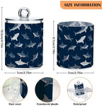 ALAZA 4pcs Dark Blue Shark Fish Qtip Holder Dispenser 14 oz Bathroom Storage Clear Apothecary Jars Containers Cotton Ball,Cotton Rounds,Floss Picks, Hair Clips, Food - Image 3