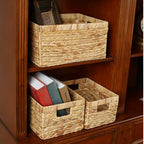 KINGWILLOW Woven Natural Water Hyacinth Rectangular Organizer Basket, Small - Image 4