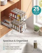 SONGMICS Spice Rack Organizer for Cabinet, Pull Out 2 Tier Thick Steel - Image 3