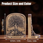 Resin Tree of Life Bookends Set, 2Pcs Decorative Non-Skid Book Ends for Heavy Books, Shelves, Bookcase or Desk - Antique Bronze Color Home Décor Gift, Library and Office Decor - Image 2