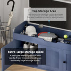 40" Storage Bench - Entryway Shoe Bench with 3 Doors and Top Storage Area, Multifunctional Entryway Bench with Lift Top Cushion, Shoe Storage Bench for Bedroom, Living Room, Navy Blue - Image 5