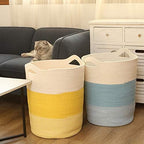 Sea Team Large Woven Cotton Rope Laundry Basket with Handles, 20 x 14 in - Image 4
