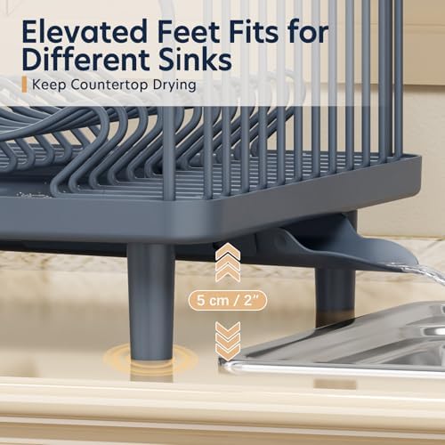 KINGRACK Dish Drying Rack for Kitchen Counter, Dish Drainer with Cup Holder - Image 6
