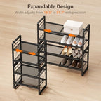 ELYKEN Expandable Shoe Rack for Closet, 4-Tier Metal Black Shoe Organizer - Image 4