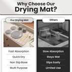 Large Stone Dish Drying Mat For Kitchen Counter | Non-Slip, Super Absorbent Diatomaceous Dish Dry Matt | Rollable Stone Drying Mat For Kitchen Counter, Heat-Resistant, Travertine Beige Color - Image 6