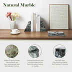 Karibiber Marble Bookends for Heavy Books, Decorative Bookends for Shelves, Green Stone Book Ends, Heavy-Duty Book Ends for Hardback Book & Cookbooks, Unique Book Stopper & Holder, Set of 2 - Image 2