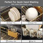 MAJALiS Gold Expandable Dish Drying Rack Over Sink with Extra Drainboard - Image 7
