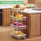 SAYZH 4-Tier Fruit Basket Stand with Vegetable Baskets for Kitchen, White - Image 5