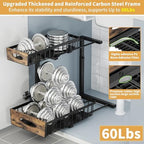 2 Pack Metal Under Sink Organizer with Sliding Drawer, Black - Image 5