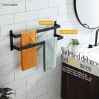 KOKOSIRI Towel Bars Black Bath Towel Holders 24-Inch Bathroom 2-Tiers Ladder Towel Rails Wall Mounted Towels Shelves Rack Stainless Steel, B5008BK-L24 - Image 6