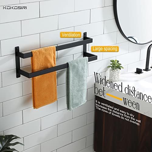 KOKOSIRI Towel Bars Black Bath Towel Holders 24-Inch Bathroom 2-Tiers Ladder Towel Rails Wall Mounted Towels Shelves Rack Stainless Steel, B5008BK-L24 - Image 6