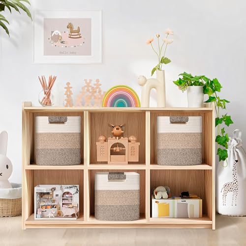 11 Inch Storage Cubes, 6 Pack Cube Storage Bins for Organizing, Cotton Rope Woven Baskets for Shelves, Bathroom, Kids Room, Closets, Baby Nursery - Image 2